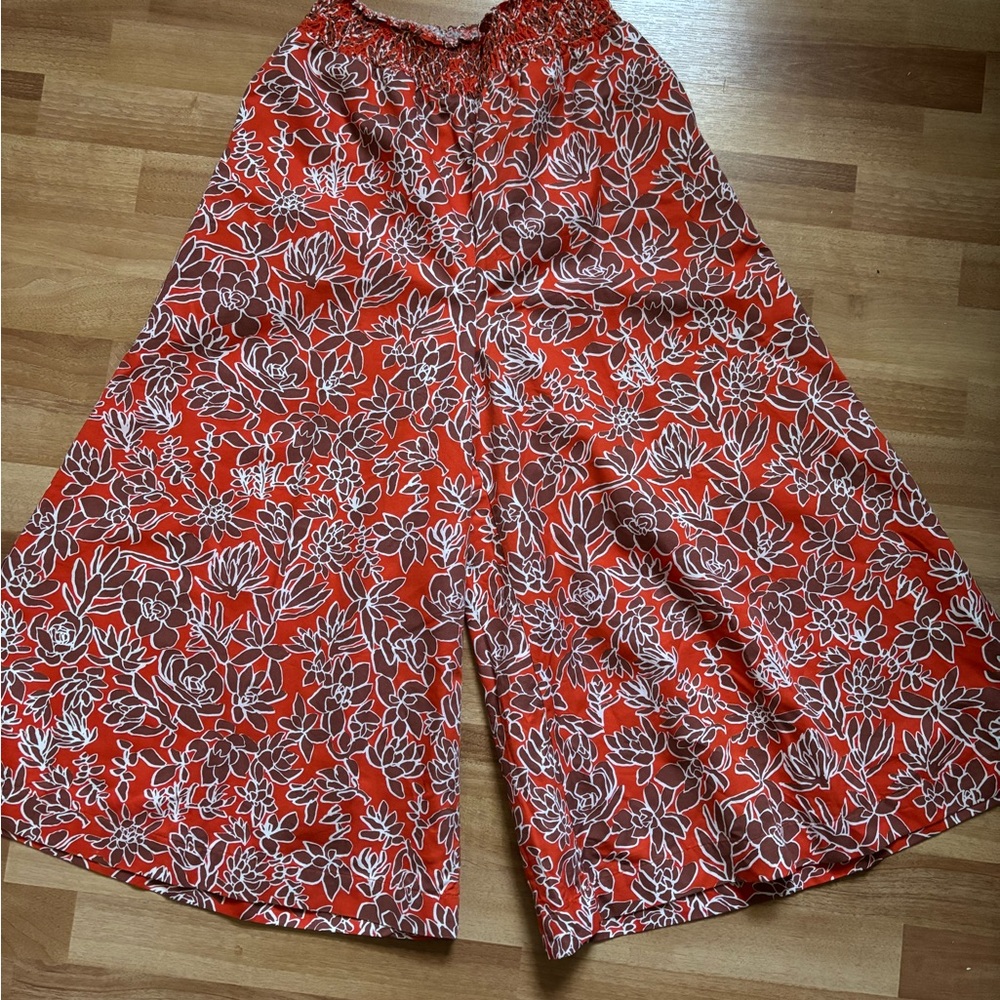 Kate Spade Red and White Wide-Leg Pants